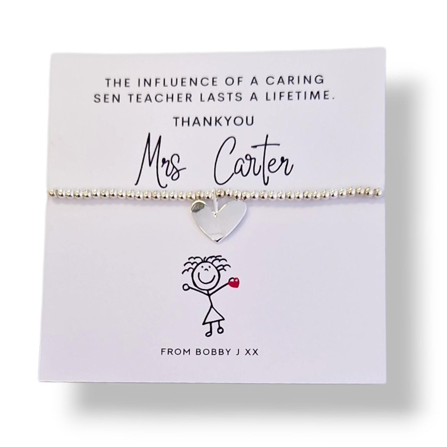 SEN Teacher Bracelet – Special Educational Needs Teacher Appreciation Gift, Thank You Silver Plated Bracelet Personalised