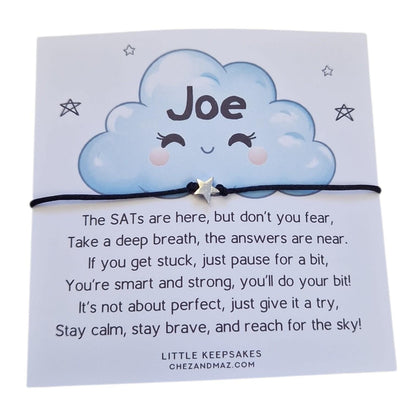 SATs Wish Bracelet, Personalised Good luck gift for kids, Primary School Leavers, Exam Confidence