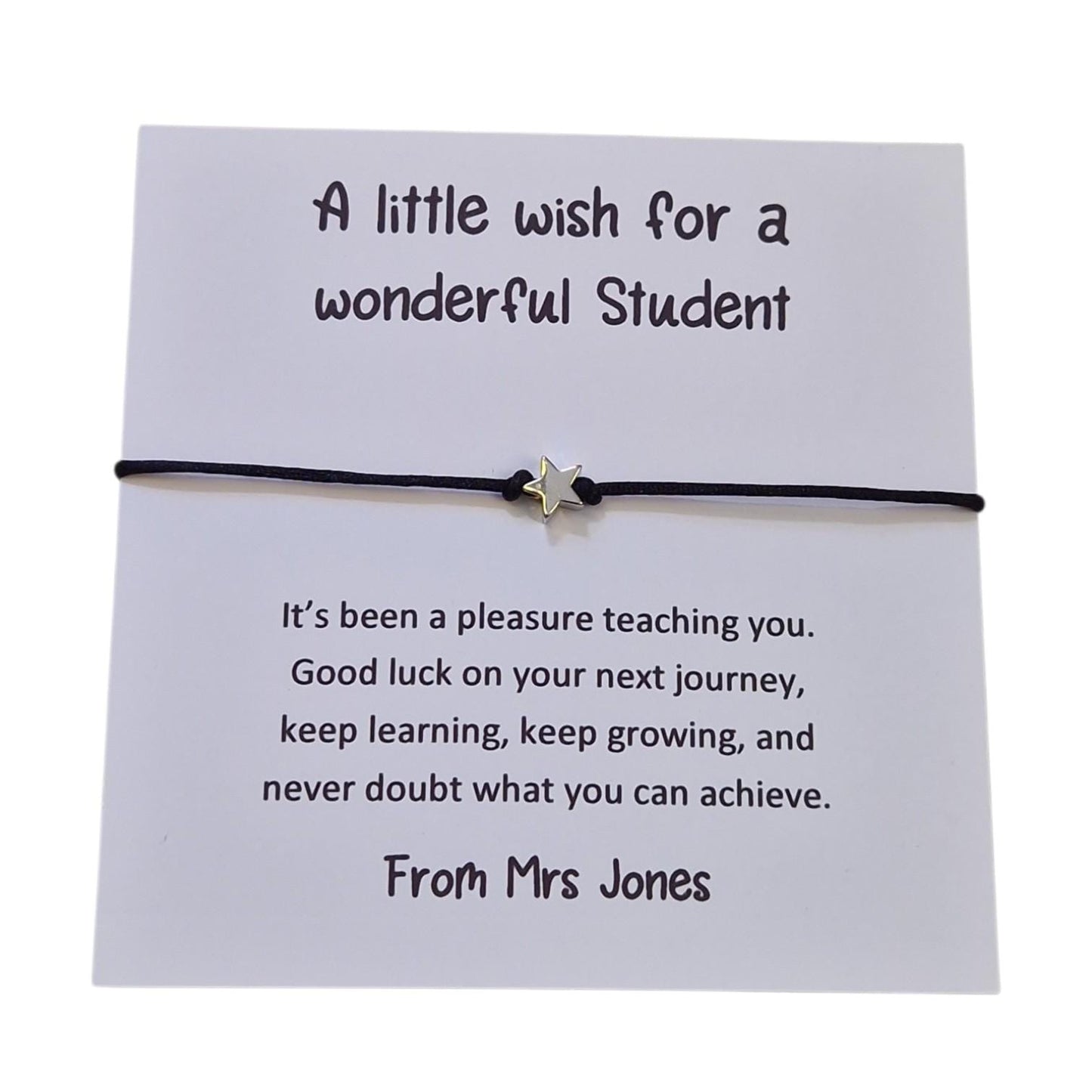 A Little Wish for a Wonderful Student Bracelet | Student Gift | Exam Good Luck Gift | Inspirational Wish Bracelet Class of 2026 - Bulk