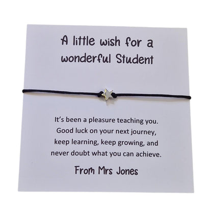 A Little Wish for a Wonderful Student Bracelet | Student Gift | Exam Good Luck Gift | Inspirational Wish Bracelet Class of 2026 - Bulk