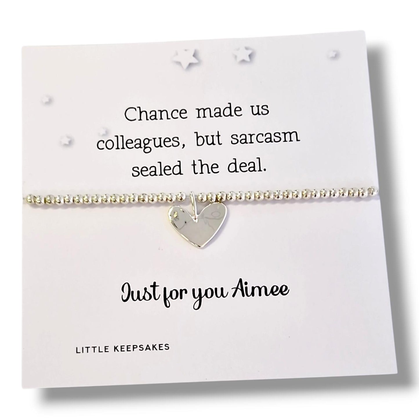 Funny Colleague Gift Bracelet -Chance made us colleagues, sarcasm sealed the deal, Leaving Present,Silver Plated, Humorous Office Gift -
