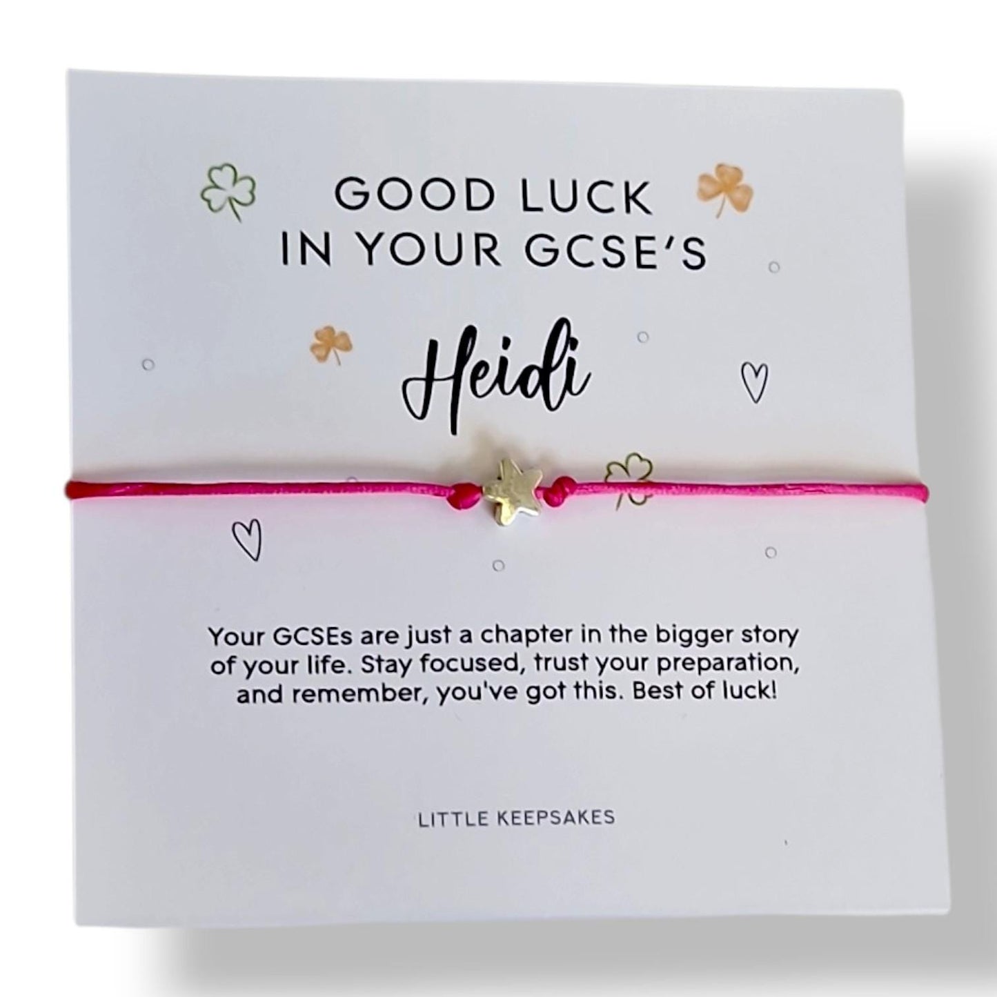 Exam GCSE Wish Bracelet, Personalised Good luck gift for kids, Primary / Secondary School Leavers, Exam Confidence