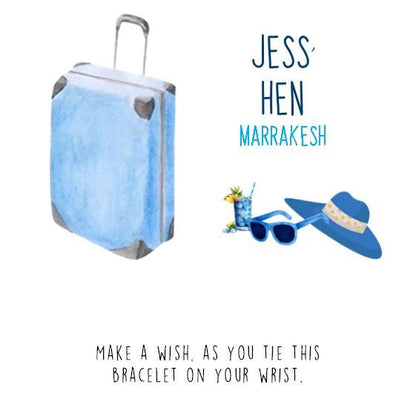 Hen Holiday, Weekend Personalised Hen Party Wish Bracelet: Travel Suitcase keepsake - Birthday, Party