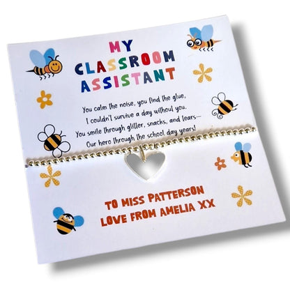 Classroom Assistant Bracelet Gift – LSA Teaching Assistant Thank You Bracelet–School Staff Appreciation – End of Term Teacher Aide Gift