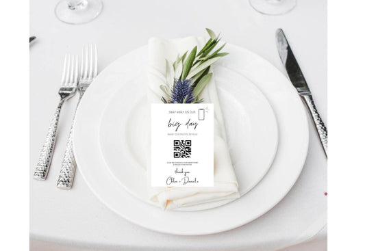 Wedding Photo Sharing Cards with QR Code: Personalized A7 Keepsake