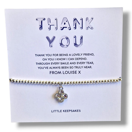 Thank You Friend Silver Plated Charm Bracelet, Friendship Thank You Gift, Best Friend Keepsake Bracelet, Appreciation Gift