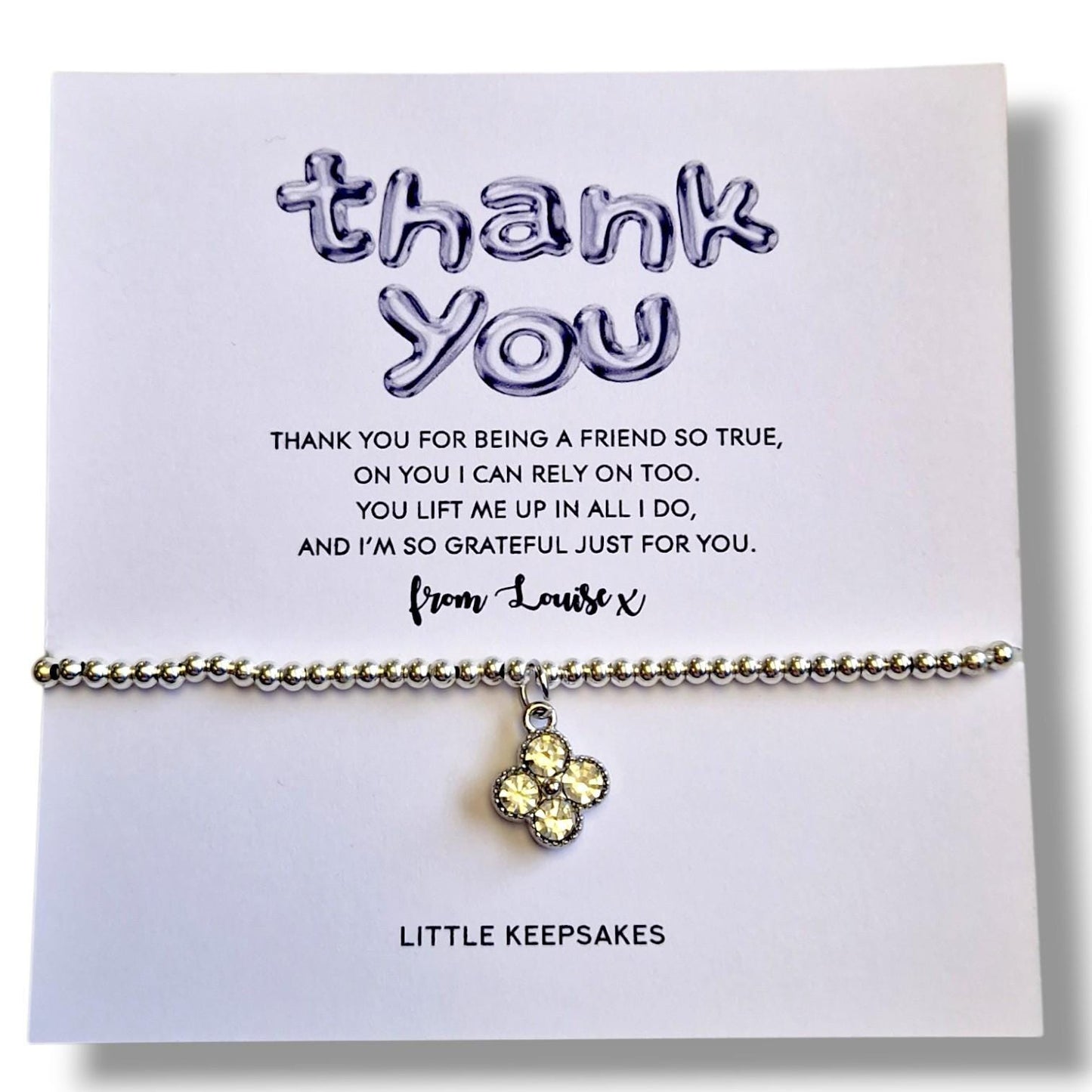 Thank You Friend Silver Plated Charm Bracelet, Friendship Thank You Gift, Best Friend Keepsake Bracelet, Appreciation Gift
