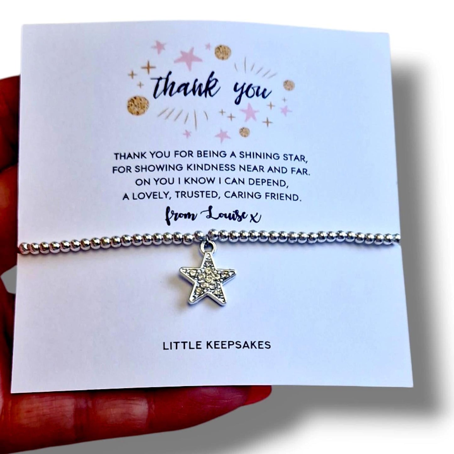 Thank You Friend Silver Plated Charm Bracelet, Friendship,Shining Star, Best Friend Keepsake Bracelet, Appreciation