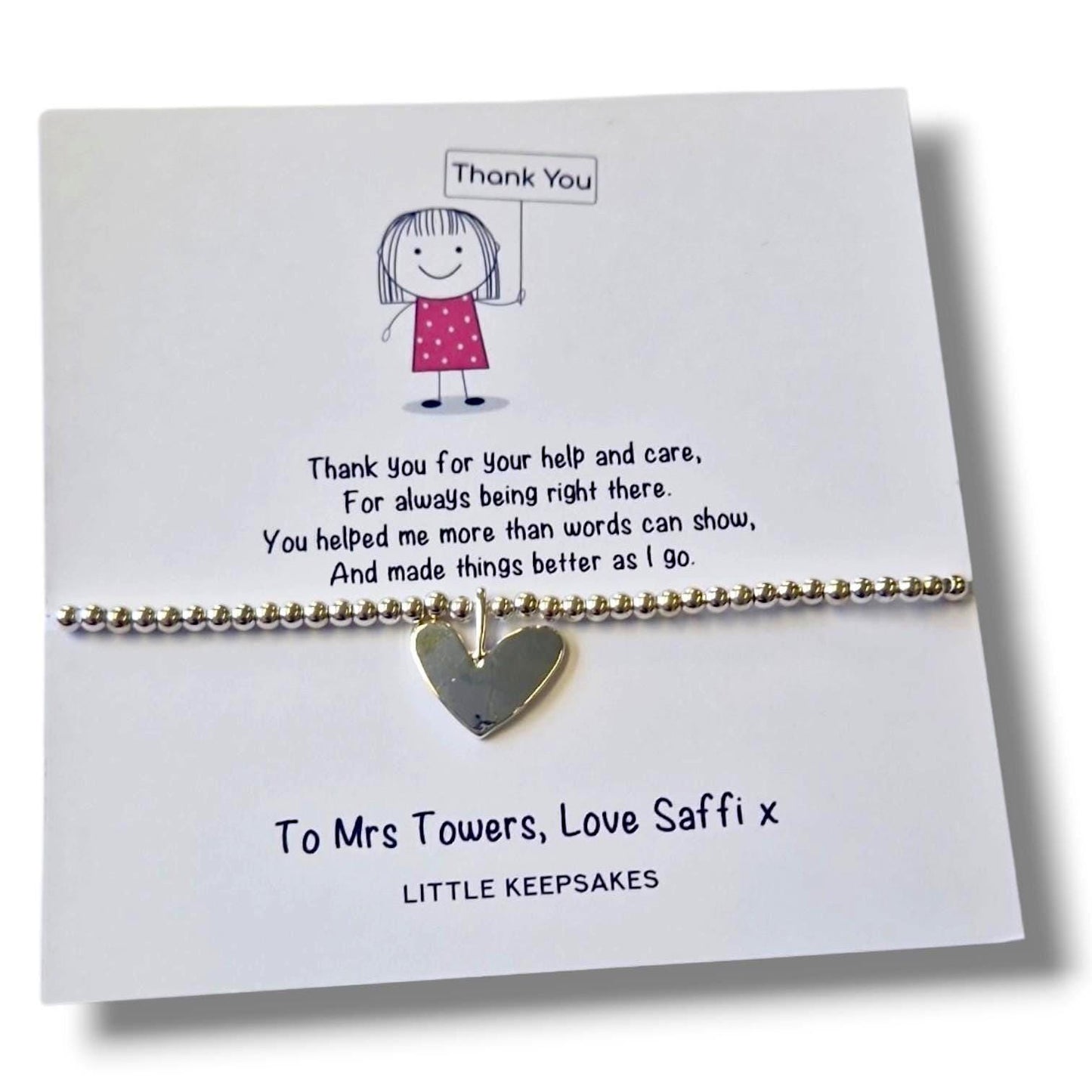 Thank you Gift - Personalised Silver Plated Charm Bracelet:Teacher, Mentor, Nursery, LSA, Classroom assistant