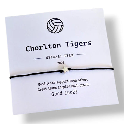 Netball Team Wish Bracelet: Custom Sports Gift, Team Bonding , Good luck gift, Team wish