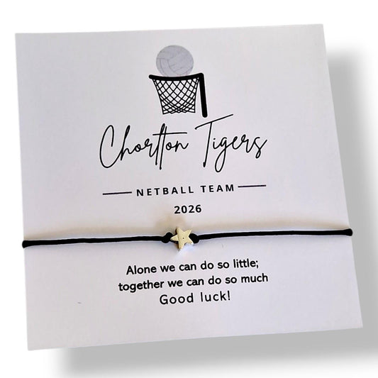 Netball Team Wish Bracelet: Custom Sports Gift, Team Bonding , Good luck gift, Team wish