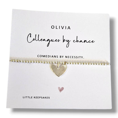 Funny Colleague Gift Bracelet - Colleagues by chance, comedians by necessity –Leaving Present, Silver Plated Jewellery–Humorous Office Gift