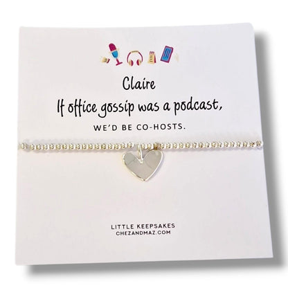 Funny Colleague Gift Bracelet - If office gossip was a Podcast, we'd be co-hosts, Leaving Present,Silver Plated, Humorous Office Gift