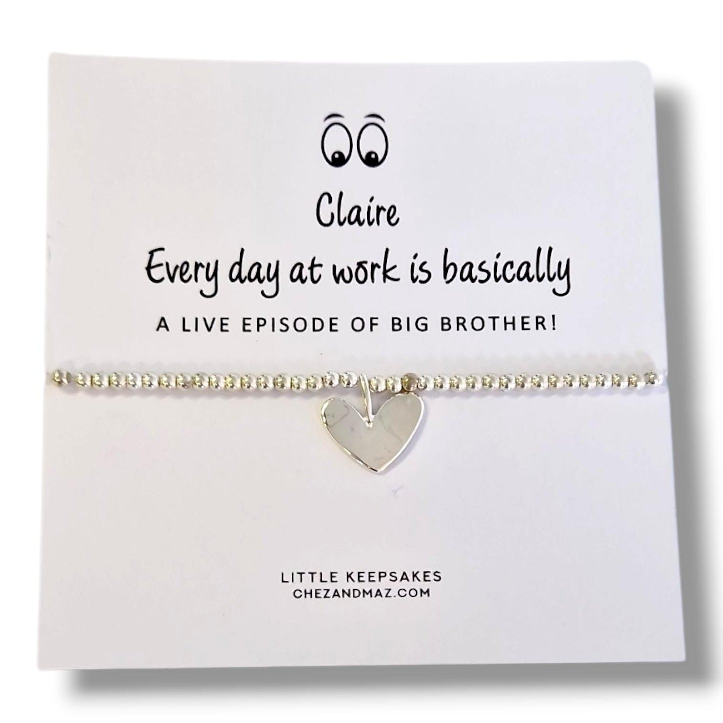 Funny Colleague Gift Bracelet -Every day at work is basically a live episode of Big Brother, Leaving Present,Silver Plated, Humorous Office