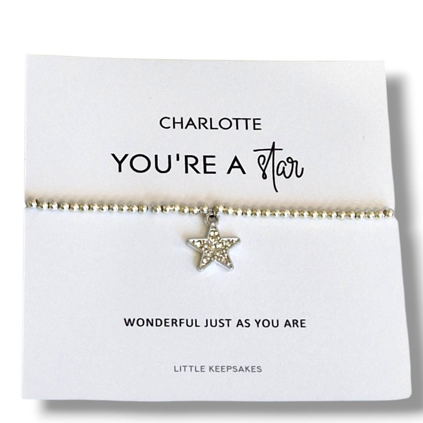 You’re a Star Bracelet Silver Plated, Cute Star Charm Bracelet, Minimalist Jewellery Personalised