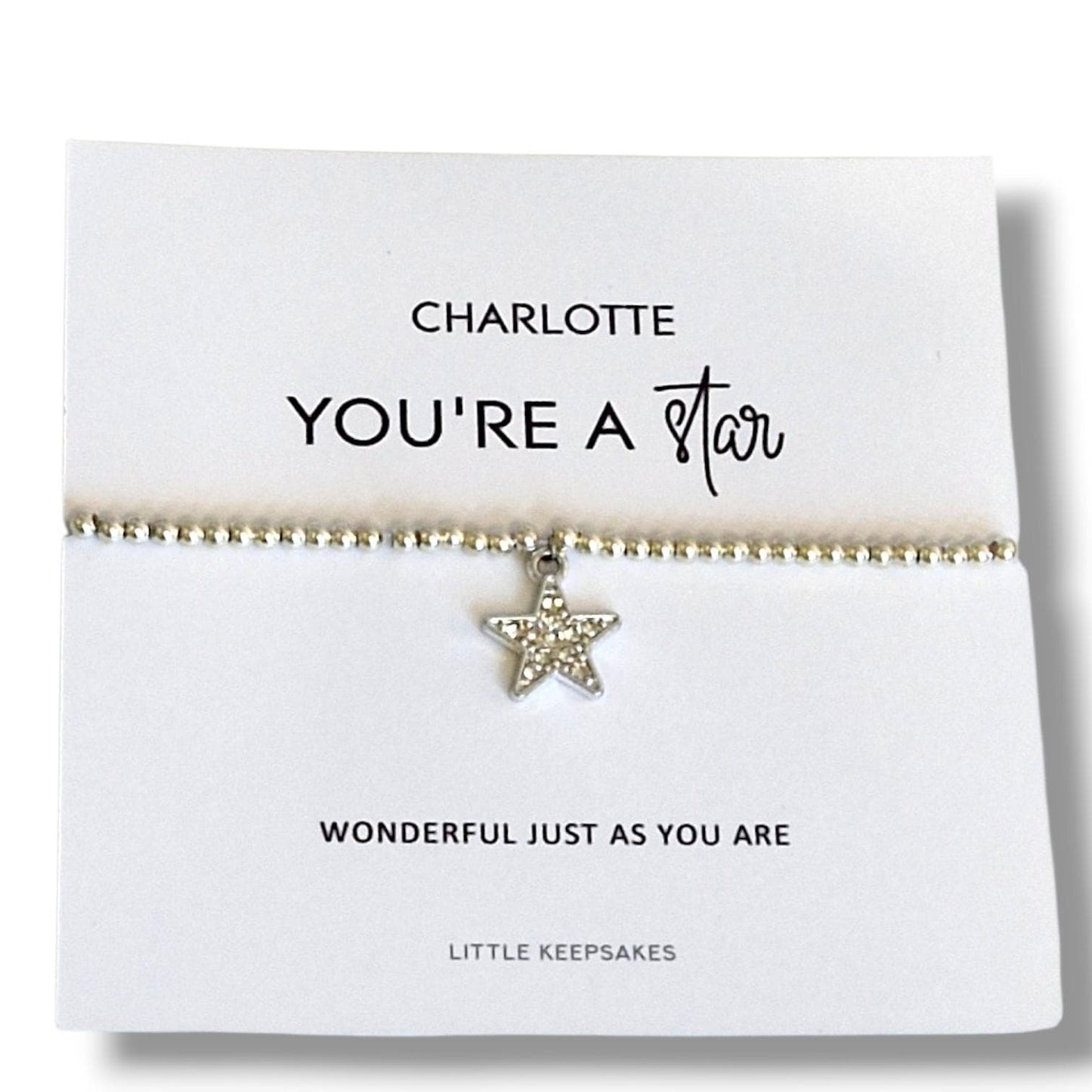 You’re a Star Bracelet Silver Plated, Cute Star Charm Bracelet, Minimalist Jewellery Personalised