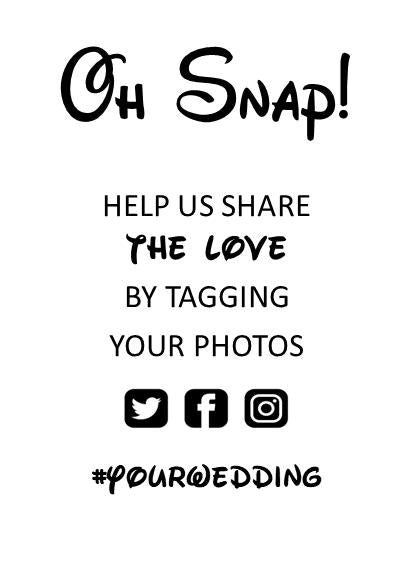 Disney Personalised Wedding QR Code Cards: Capture the Love Photos (7x10 cm A7 Size)