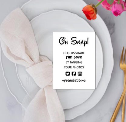 Disney Personalised Wedding QR Code Cards: Capture the Love Photos (7x10 cm A7 Size)