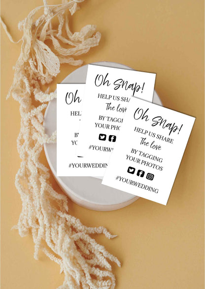 Personalised Wedding QR Code Cards: Capture the Love Photos (7x10 cm A7 Size)