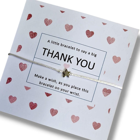 Thank You Wish Bracelet Gift, Star or  Heart Bracelet, Friendship Thank You Gift, Teacher Team School Gift, Corporate Appreciation