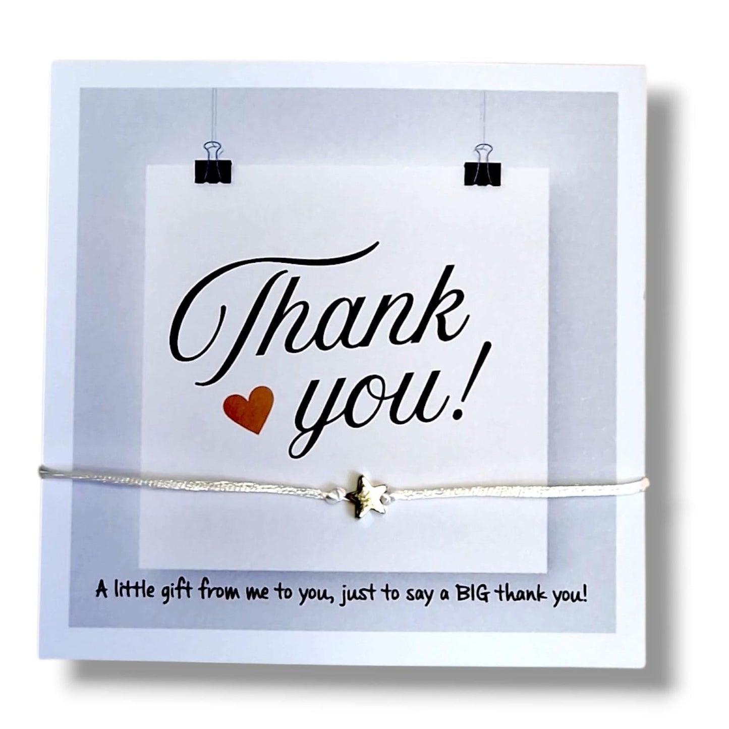 Thank You Wish Bracelet Gift, Star or  Heart Bracelet, Friendship Thank You Gift, Teacher Team School Gift, Corporate Appreciation