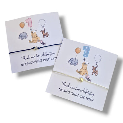 Winnie the Pooh Inspired Wish Bracelet: Personalised Birthday Party Favour -  Birthday - Any Age
