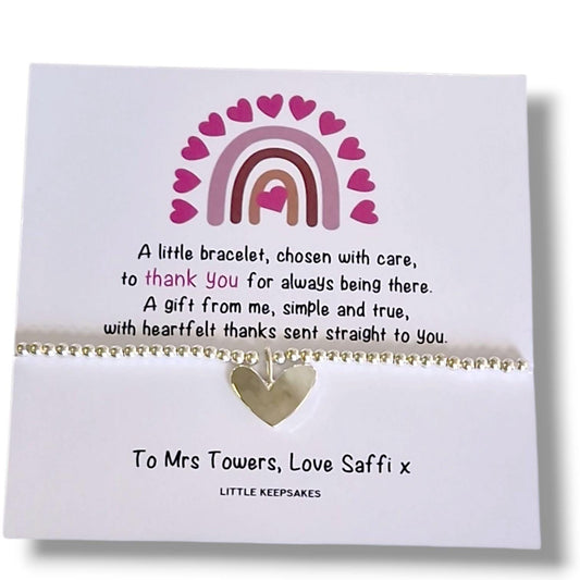 Thank you Gift - say a big thank you Personalised Silver Plated Charm Bracelet: Thank You Gift