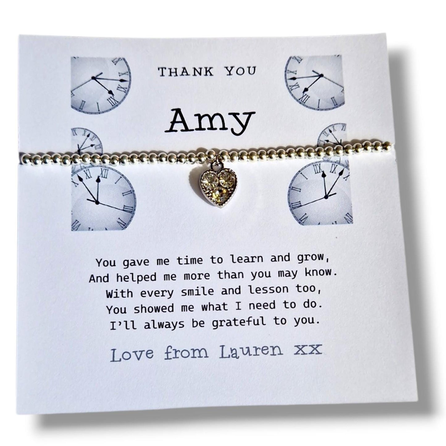 Teacher Thank You Gift: Charm Bracelet - You gave me your time - Coach, SEN, Teaching Assistant-Nursery-Personalised