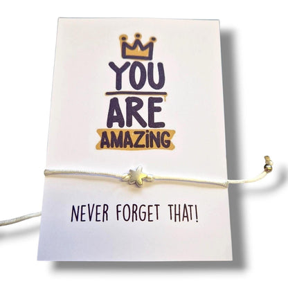 You are amazing, strong Wish Bracelet: Never forget that - Thinking of You Gift - Strength