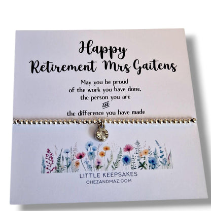 Retirement Bracelet: Silver Plated Heart Charm, Inspirational Gift - Leaving Gift - Retiring - New Chapter