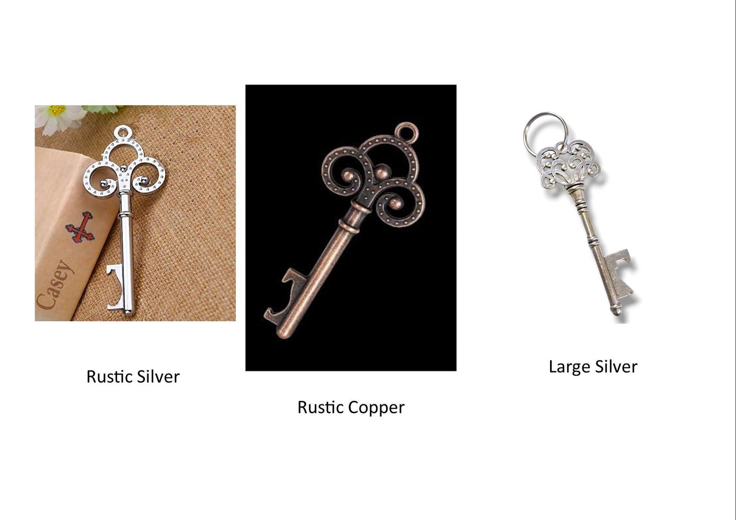 Personalised  Wedding Favor Key Bottle Opener Tag: Eucalyptus Thank You - key, tag and ribbon