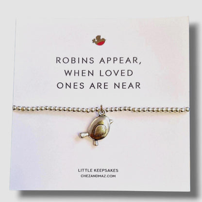 Robin's appear, when loved ones are near, Grief, Loss, Silver plated charm bracelet - Memorial Gift, Personalised, birthday c599