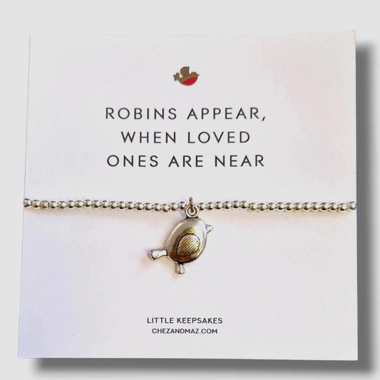 Robin's appear, when loved ones are near, Grief, Loss, Silver plated charm bracelet - Memorial Gift, Personalised, birthday c599