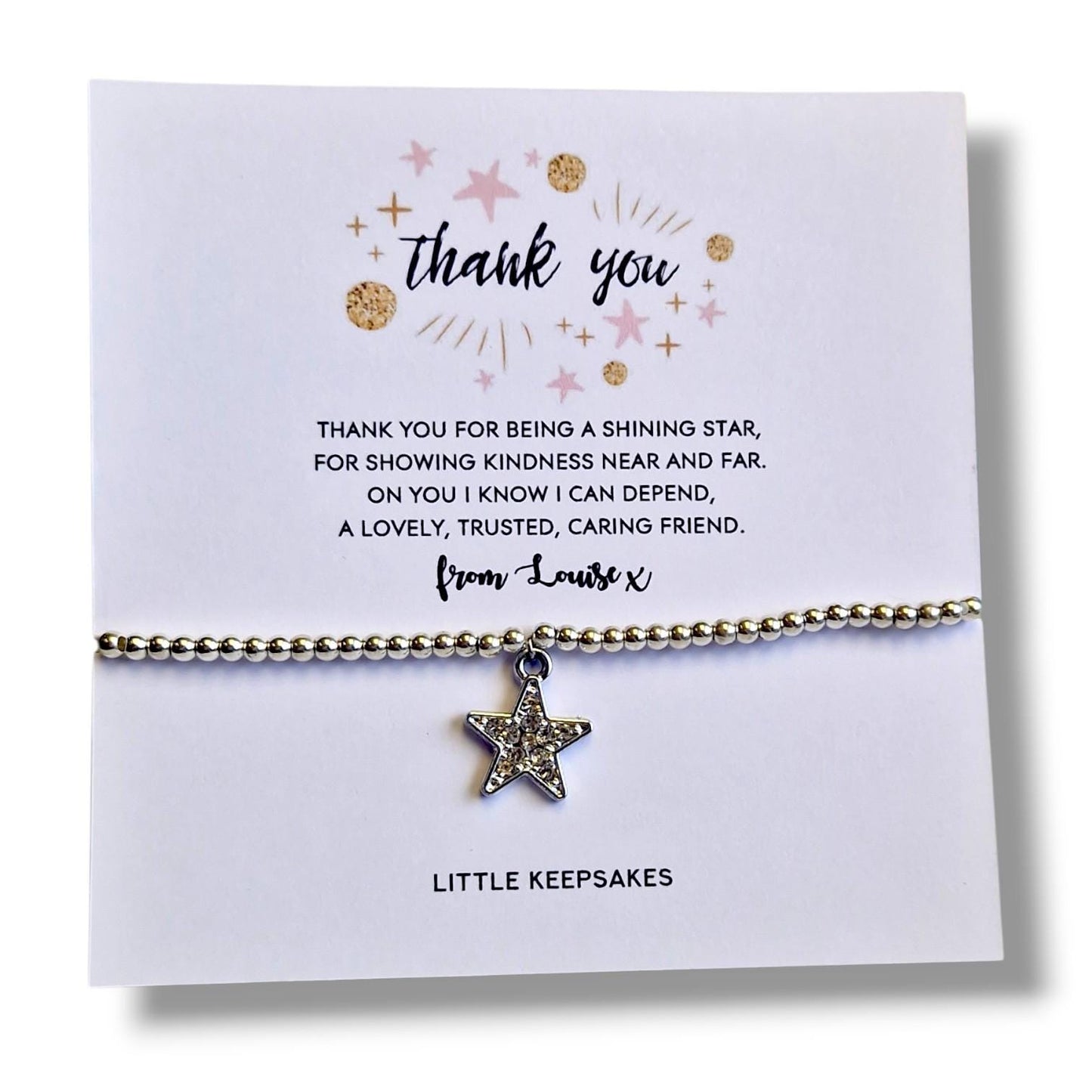 Thank You Friend Silver Plated Charm Bracelet, Friendship,Shining Star, Best Friend Keepsake Bracelet, Appreciation