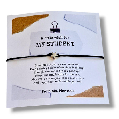 A Little Wish for My Student Bracelet | Student Gift | Exam Good Luck Gift | Inspirational Wish Bracelet Class of 2026 - Bulk