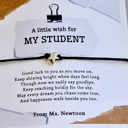 A Little Wish for My Student Bracelet | Student Gift | Exam Good Luck Gift | Inspirational Wish Bracelet Class of 2026 - Bulk