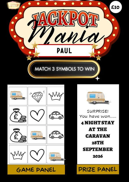 Personalised Caravan Holiday Scratch Card, Motorhome Surprise Reveal Gift