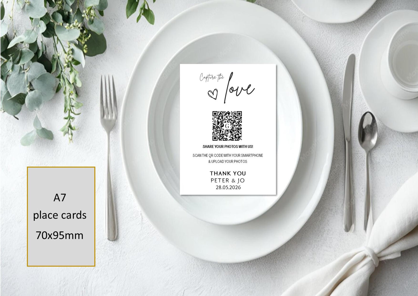 Wedding QR Code Photo Sharing Cards: Personalised Engagement Announcement (7x10 cm A7 Size), Birthday, Celebration, Anniversary