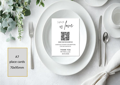Wedding QR Code Photo Sharing Cards: Personalised Engagement Announcement (7x10 cm A7 Size), Birthday, Celebration, Anniversary