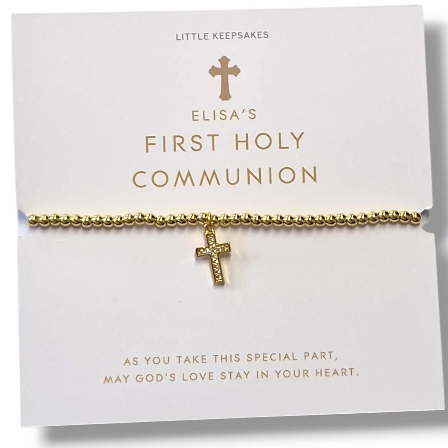 First Holy Communion Bracelet for Girls | Personalised Cross Bracelet | Catholic Communion Gift