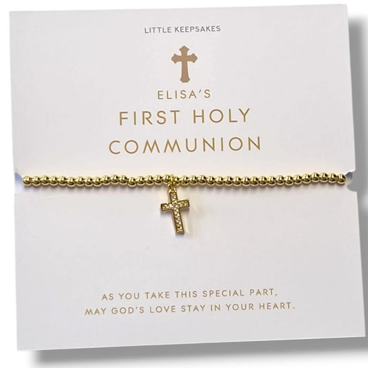 First Holy Communion Bracelet for Girls | Personalised Cross Bracelet | Catholic Communion Gift