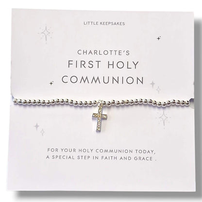 First Holy Communion Bracelet for Girls | Personalised Cross Bracelet | Catholic Communion Gift