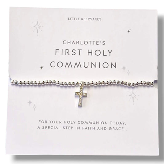 First Holy Communion Bracelet for Girls | Personalised Cross Bracelet | Catholic Communion Gift