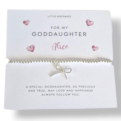 To My Goddaughter Bracelet | Meaningful Gift from Godmother | Keepsake Jewellery - Personalised card