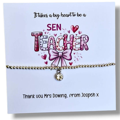 SEN, SEND Teacher , Autism, Disability, Appreciation Bracelet: Silver Plated Thank You Gift