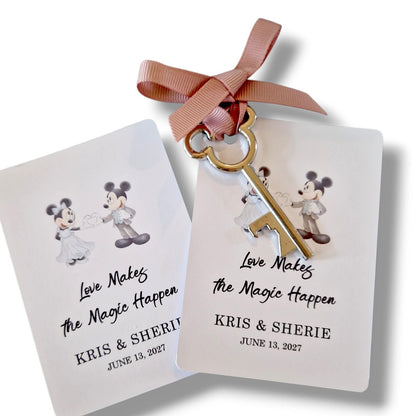 Disney Lovers, Magical Key Bottle Opener, Wedding, Engagement, Anniversary Keepsake & Guest Favour. Love makes the magic happen