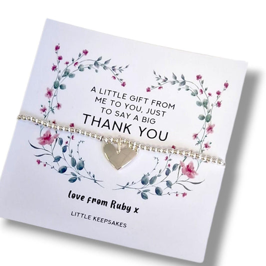Thank you Gift - say a big thank you Personalised Silver Plated Charm Bracelet: Thank You Gift