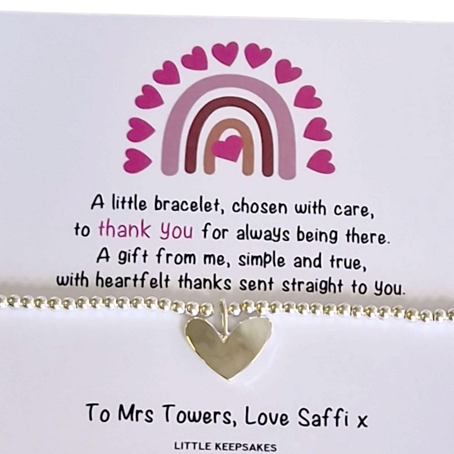 Thank you Gift - say a big thank you Personalised Silver Plated Charm Bracelet: Thank You Gift