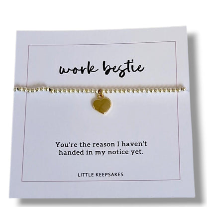 Colleagues Silver-Plated Heart Bracelet: Friendship Gift- You're the reason I haven't handed my notice in yet!, team mate, work bestie