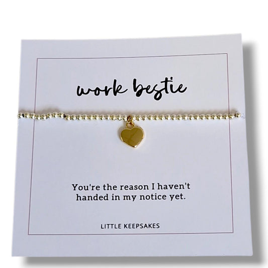 Colleagues Silver-Plated Heart Bracelet: Friendship Gift- You're the reason I haven't handed my notice in yet!, team mate, work bestie